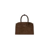  AASTU CARRYALL SUEDE LEATHER BAG // WOOD / SILVER 