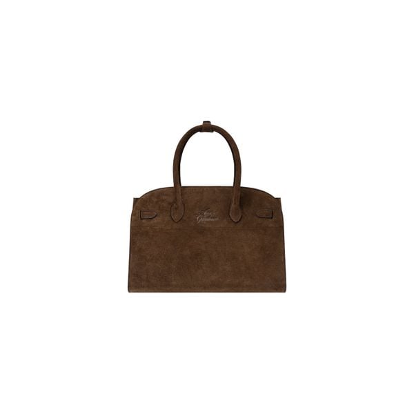  AASTU CARRYALL SUEDE LEATHER BAG // WOOD / SILVER 
