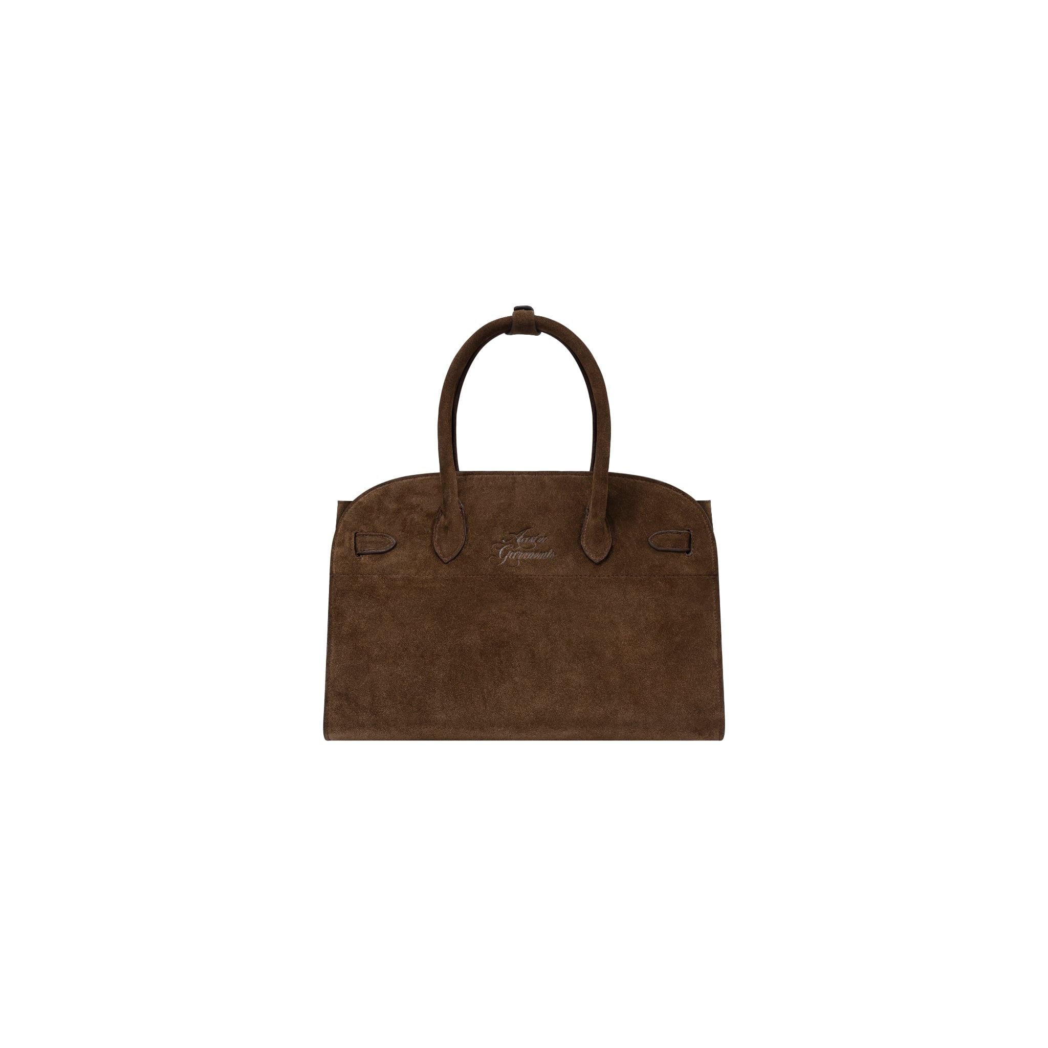  AASTU CARRYALL SUEDE LEATHER BAG // WOOD / SILVER 