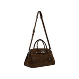  AASTU CARRYALL SUEDE LEATHER BAG // WOOD / SILVER 