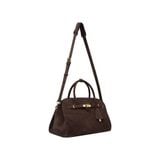  AASTU CARRYALL SUEDE LEATHER BAG // CHOCOLATE / GOLD 