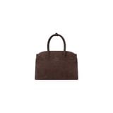  AASTU CARRYALL SUEDE LEATHER BAG // CHOCOLATE / SILVER 