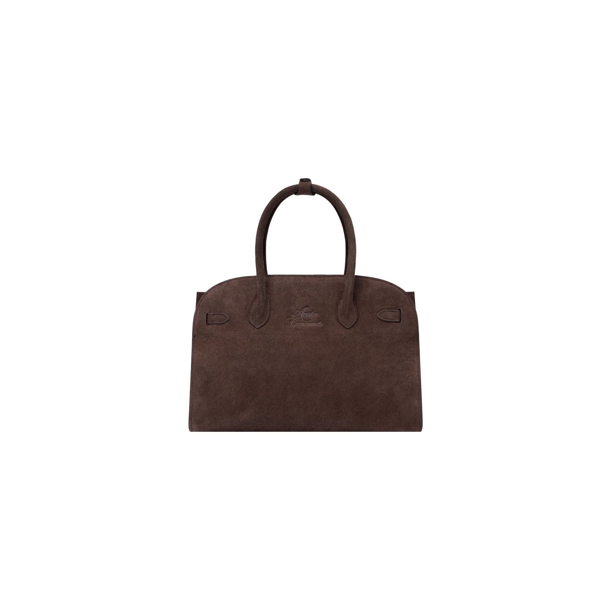  AASTU CARRYALL SUEDE LEATHER BAG // CHOCOLATE / SILVER 