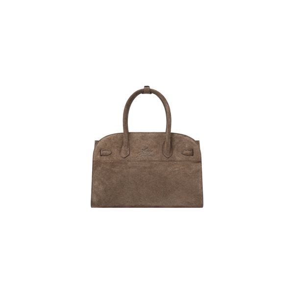  AASTU CARRYALL SUEDE LEATHER BAG //  WARM TAN / GOLD 