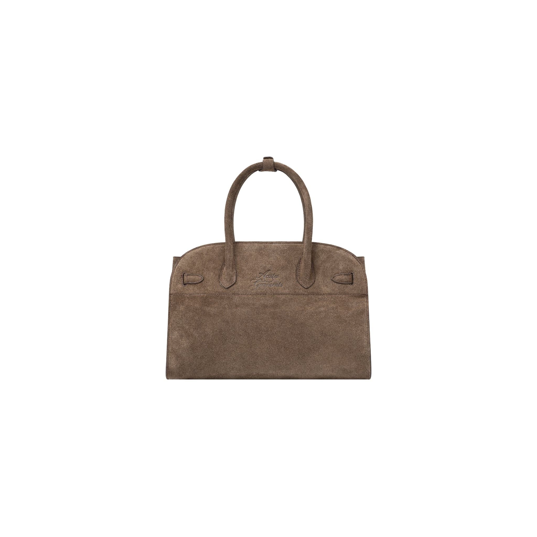  AASTU CARRYALL SUEDE LEATHER BAG //  WARM TAN / GOLD 