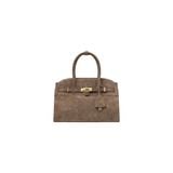  AASTU CARRYALL SUEDE LEATHER BAG //  WARM TAN / GOLD 