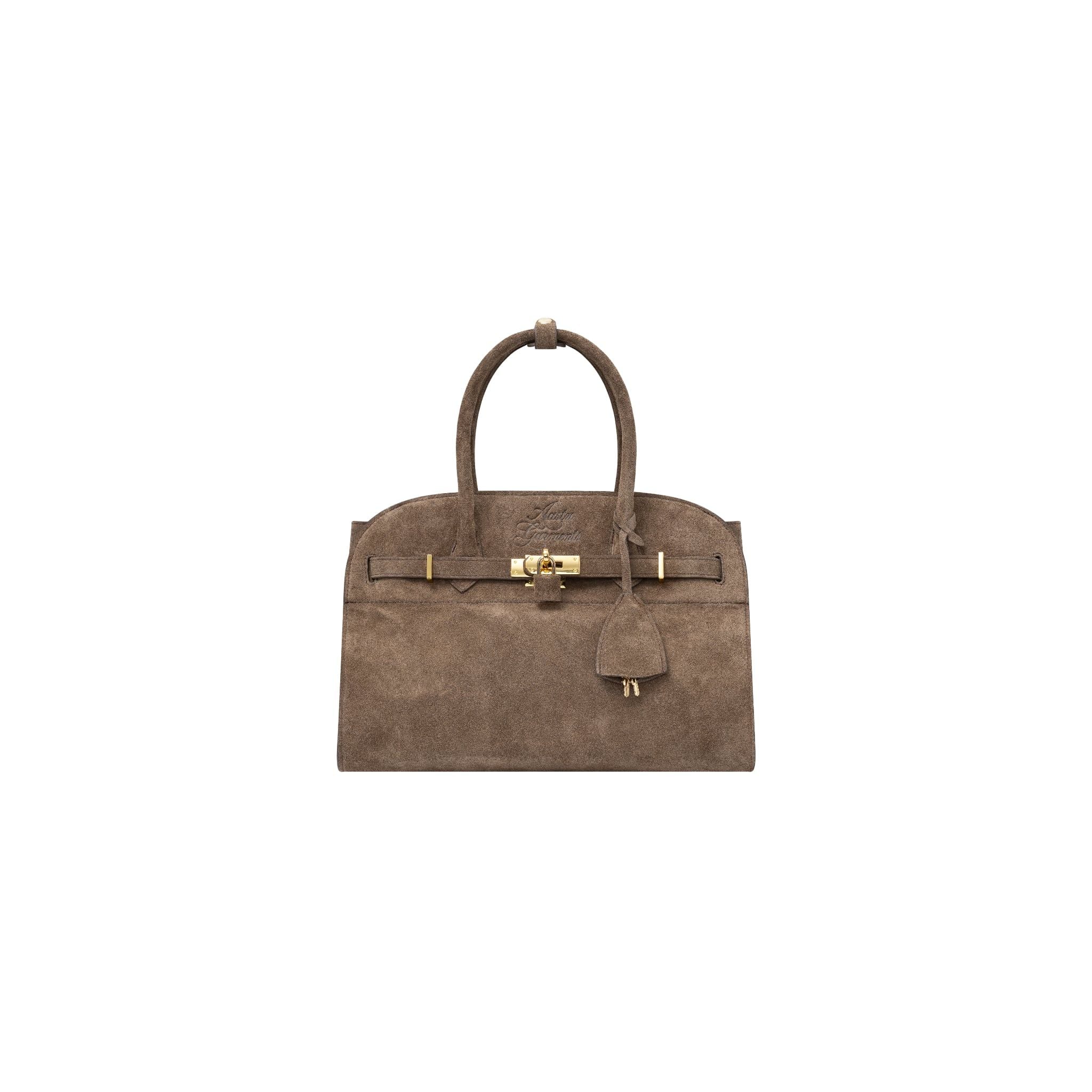  AASTU CARRYALL SUEDE LEATHER BAG //  WARM TAN / GOLD 