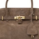  AASTU CARRYALL SUEDE LEATHER BAG //  WARM TAN / GOLD 