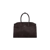  AASTU CARRYALL SUEDE LEATHER BAG // DARK BROWN / SILVER 