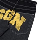  AA DOUBLE WAIST RAW SGN JEANS // BLACK 