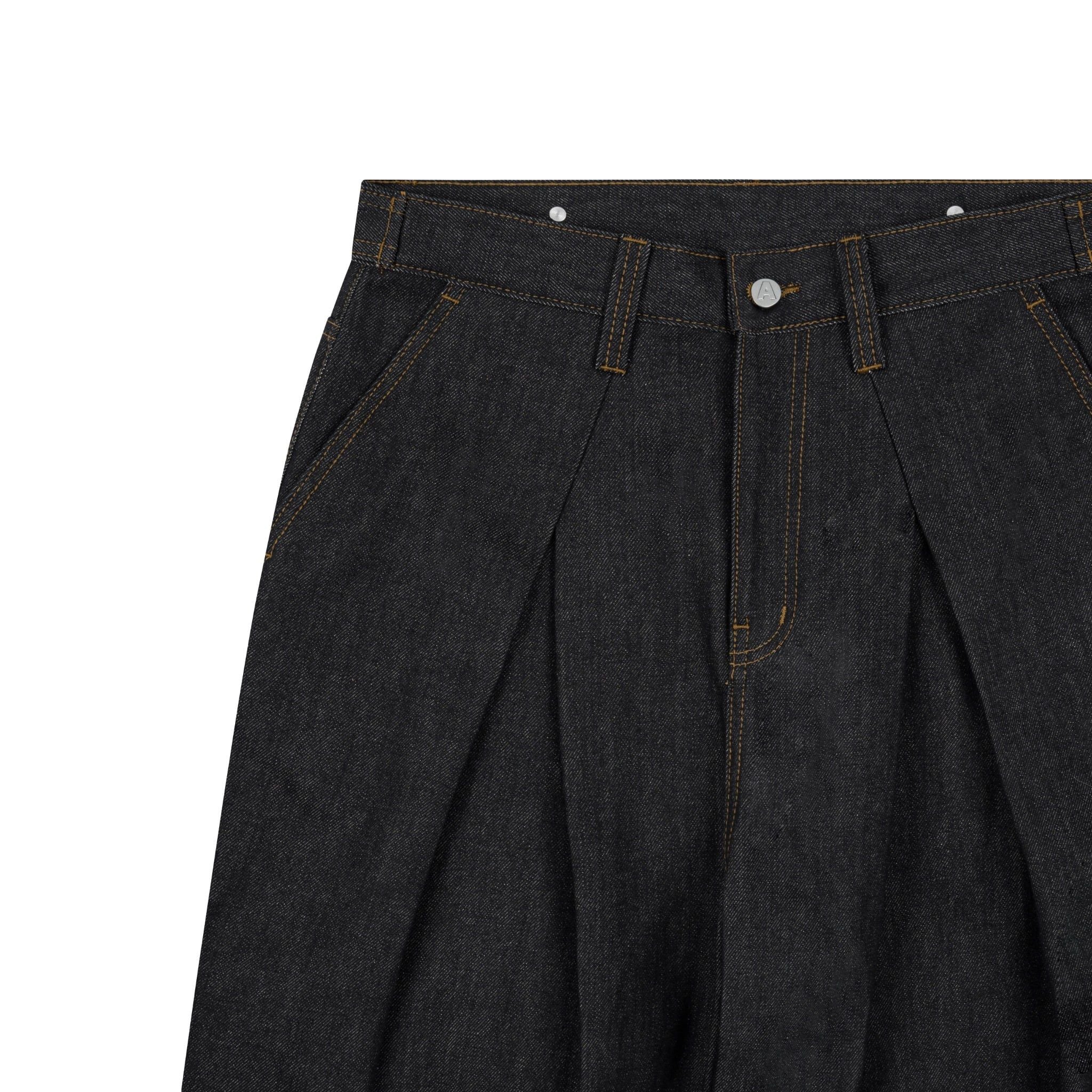  AA RAW DENIM PLEATED PANTS // BLACK 