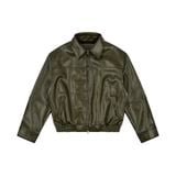  AA ELASTIC WAIST LEATHER JACKET // OLIVE 