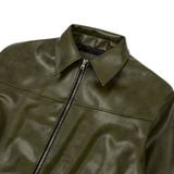  AA ELASTIC WAIST LEATHER JACKET // OLIVE 