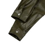  AA ELASTIC WAIST LEATHER JACKET // OLIVE 
