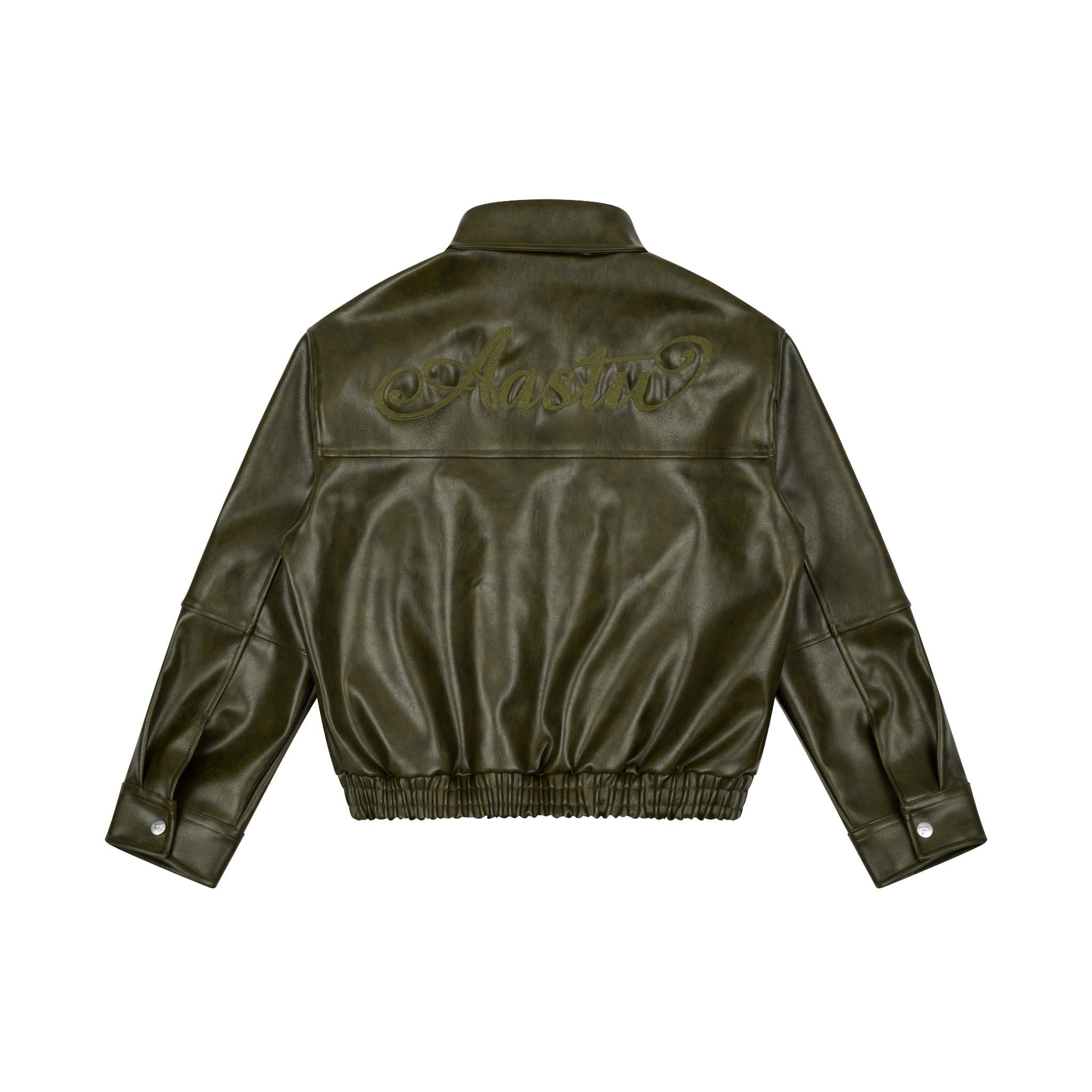  AA ELASTIC WAIST LEATHER JACKET // OLIVE 