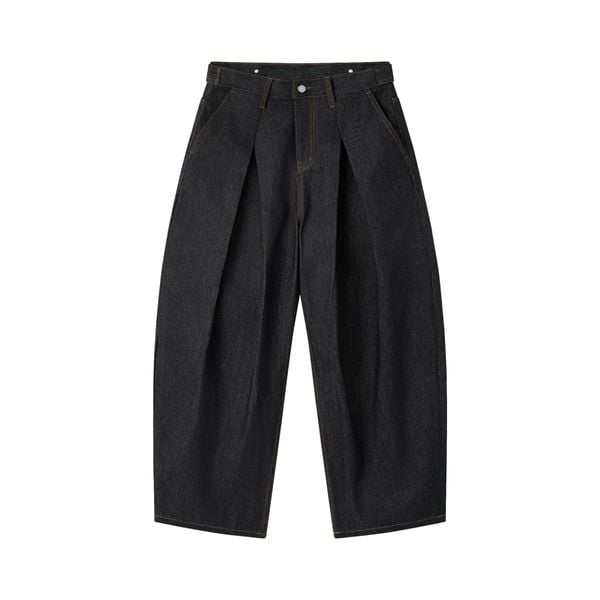  AA RAW DENIM PLEATED PANTS // BLACK 
