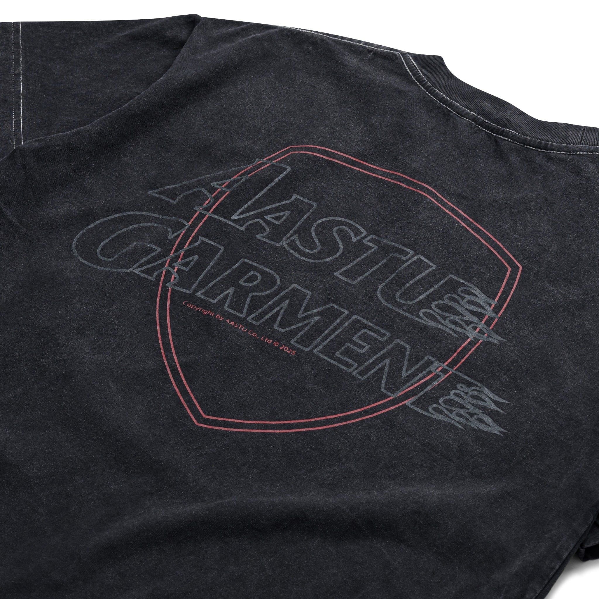  AA WASHED FIRE GARMENT LOGO TEE V2 // WHITE-THREAD 