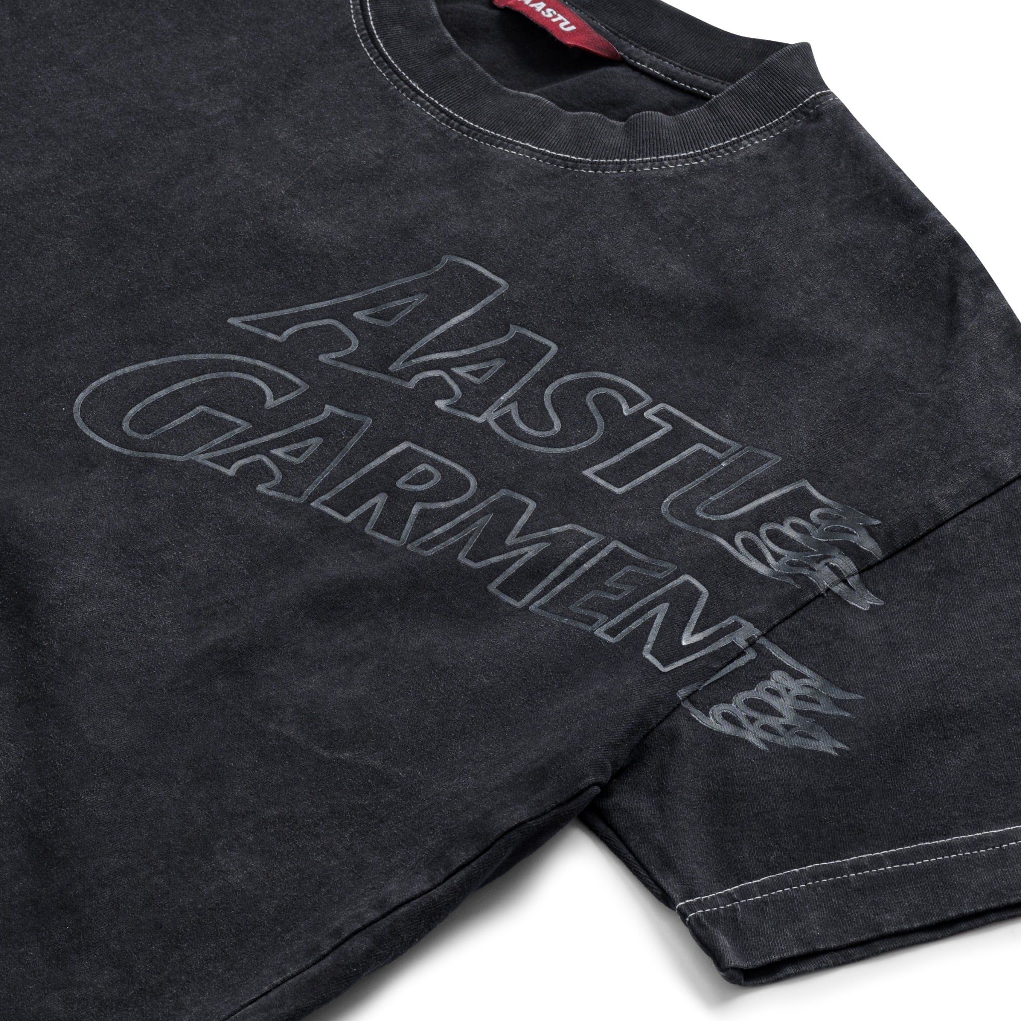  AA WASHED FIRE GARMENT LOGO TEE V2 // WHITE-THREAD 