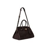  AASTU CARRYALL SUEDE LEATHER BAG // DARK BROWN / GOLD 