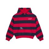  AASTU STRIPED NAVY HOODIE WASHED // RED 