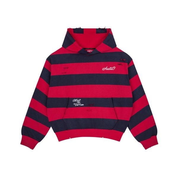 AASTU STRIPED NAVY HOODIE WASHED // RED – AASTU® COMPANY LIMITED