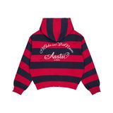  AASTU STRIPED NAVY HOODIE WASHED // RED 