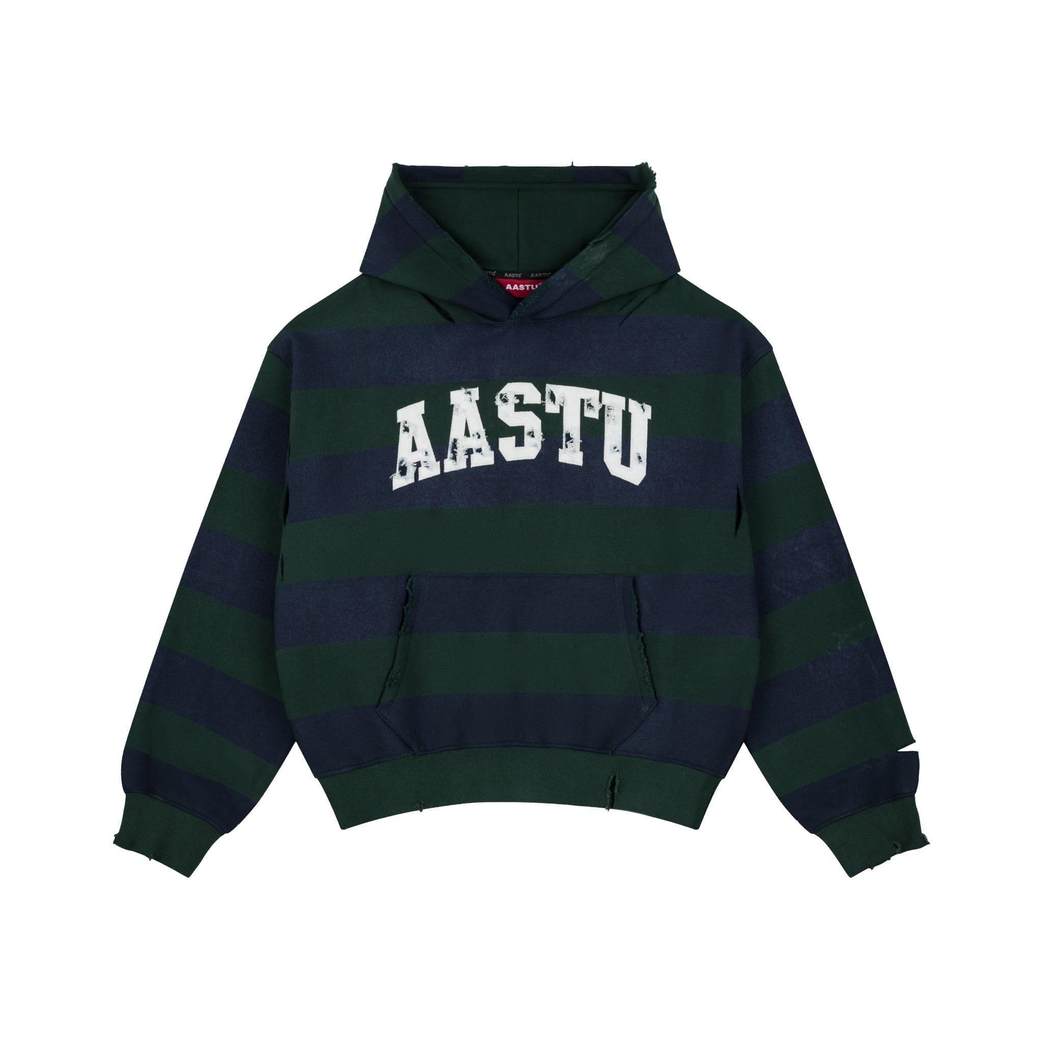  AA CLASSIC STRIPED NAVY HOODIE WASHED // GREEN 