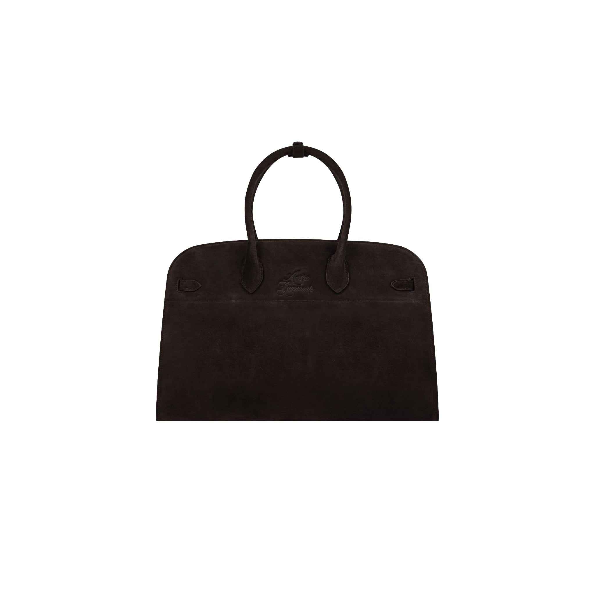  AASTU CARRYALL SUEDE LEATHER BAG // DARK BROWN / GOLD 