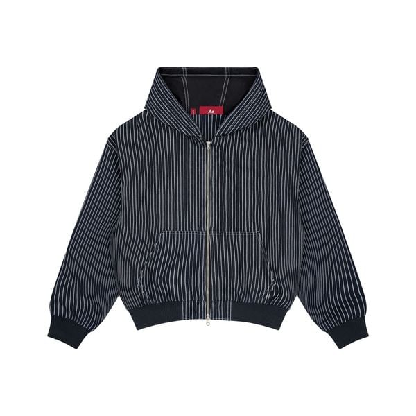  AASTU SIGNATURE STRIPED DENIM HOODIE // BLUE 