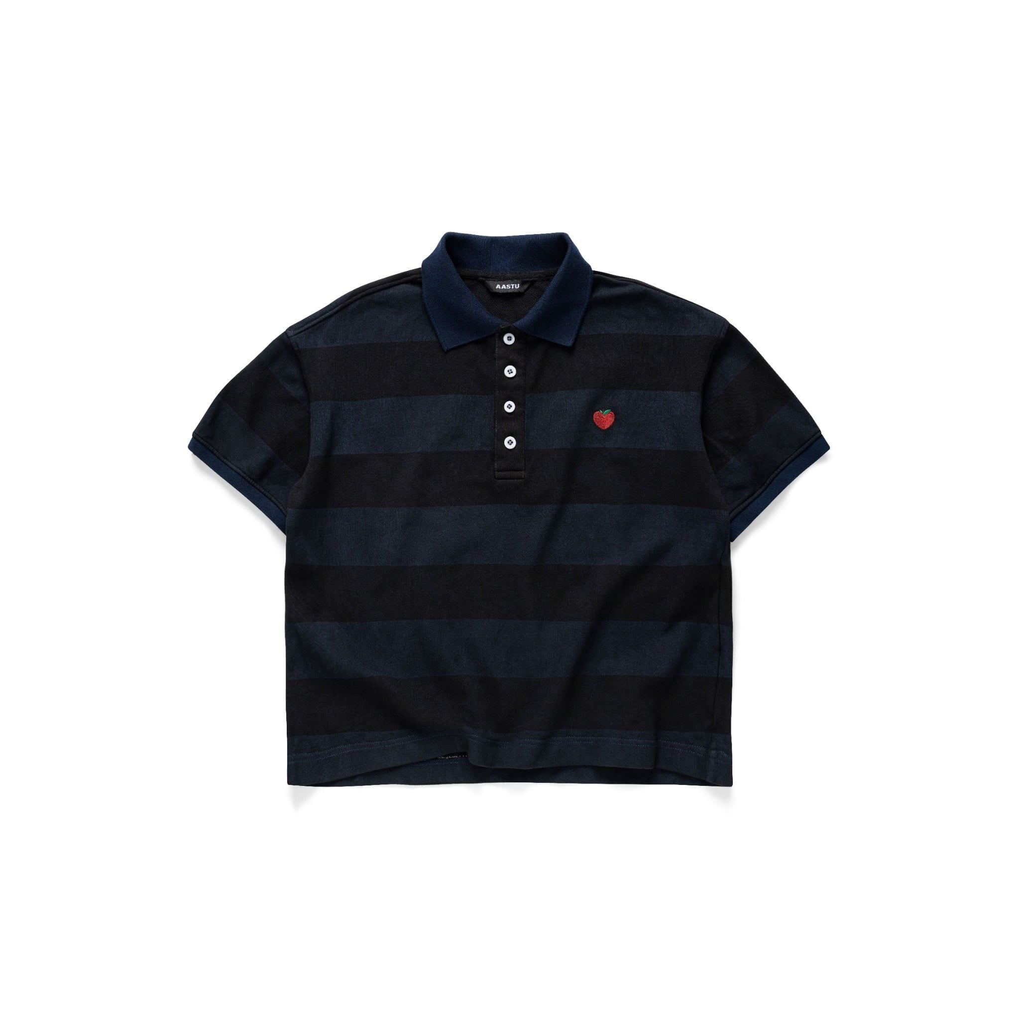  AASTU AAPLE STRIPED NAVY POLO // WASHED 