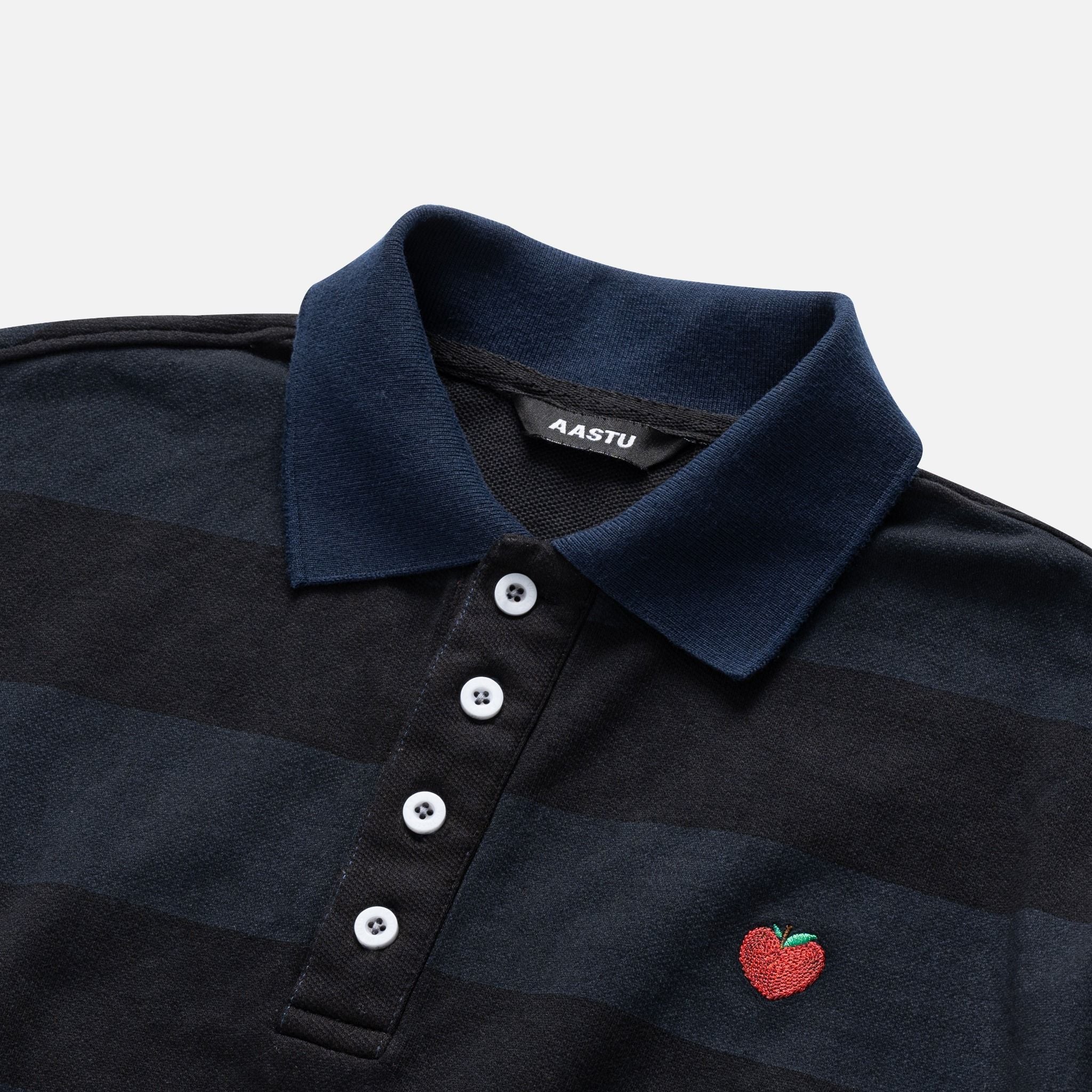  AASTU AAPLE STRIPED NAVY POLO // WASHED 