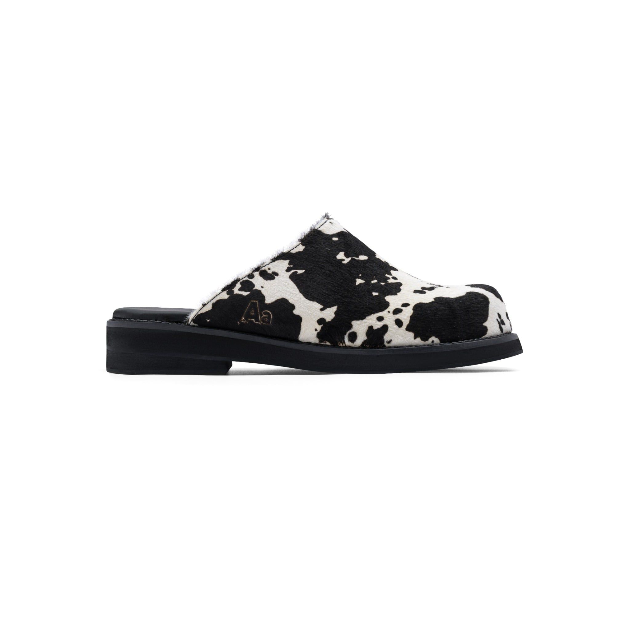  AA CLOG FUR LEATHER // BLACK MILCH COW 