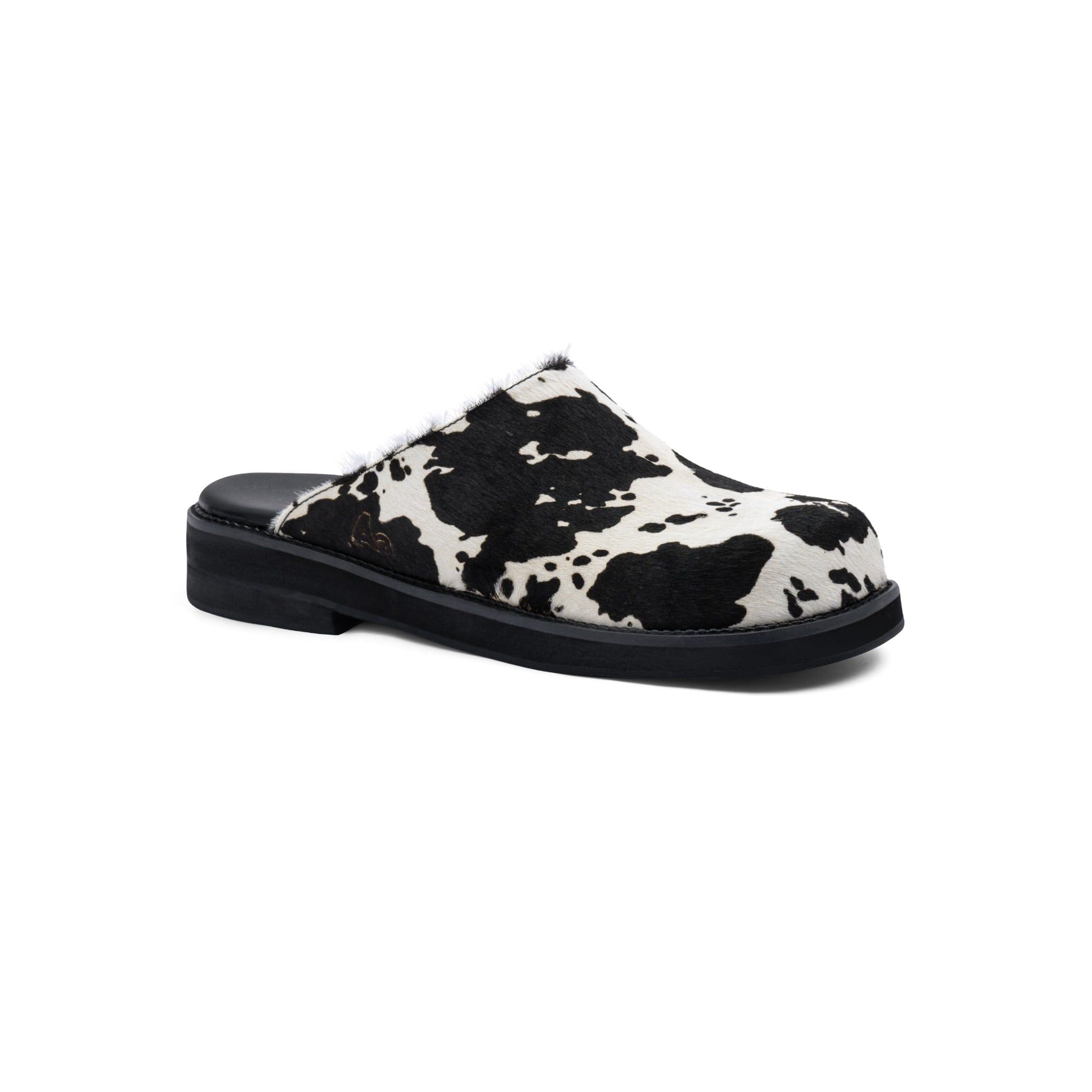  AA CLOG FUR LEATHER // BLACK MILCH COW 