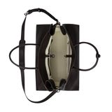  AASTU CARRYALL SUEDE LEATHER BAG // DARK BROWN / SILVER 