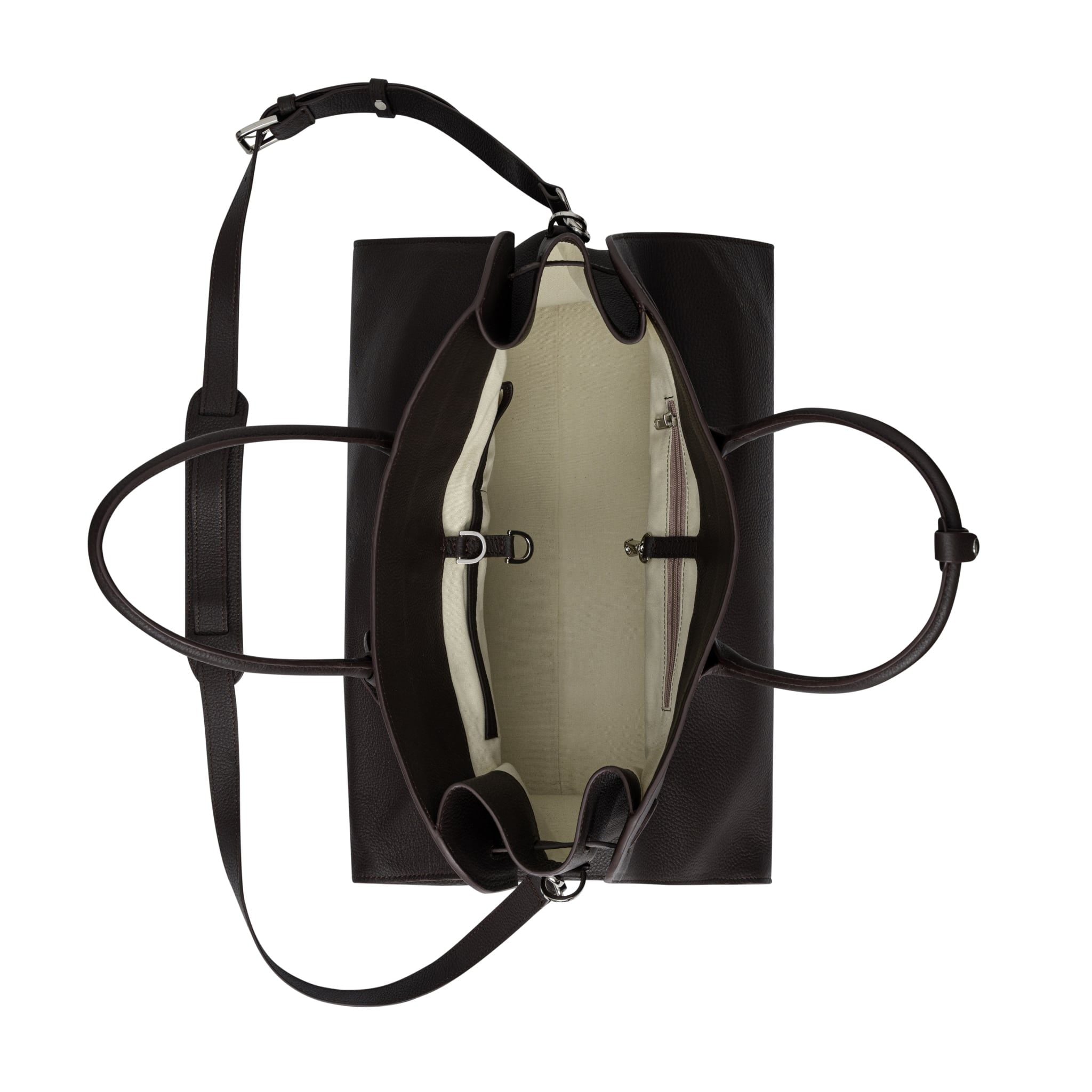  AASTU CARRYALL SUEDE LEATHER BAG // DARK BROWN / SILVER 