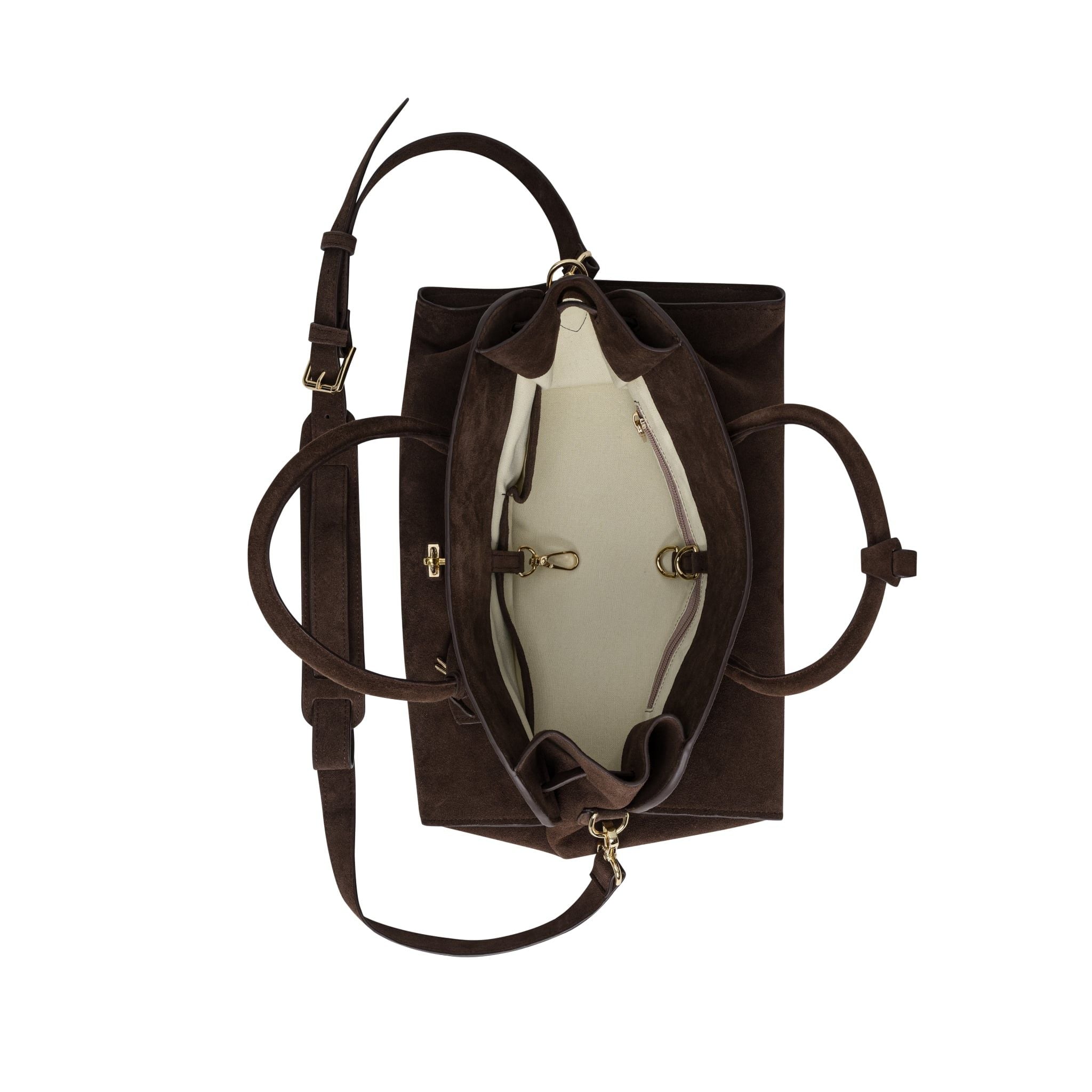  AASTU CARRYALL SUEDE LEATHER BAG // CHOCOLATE / GOLD 