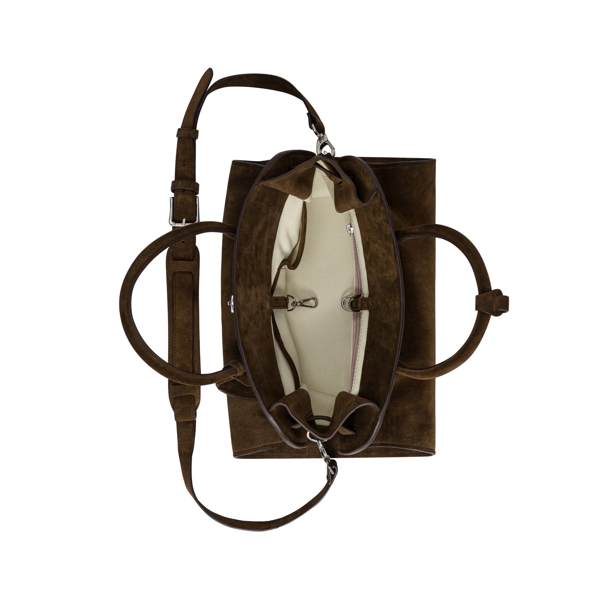  AASTU CARRYALL SUEDE LEATHER BAG // WOOD / SILVER 