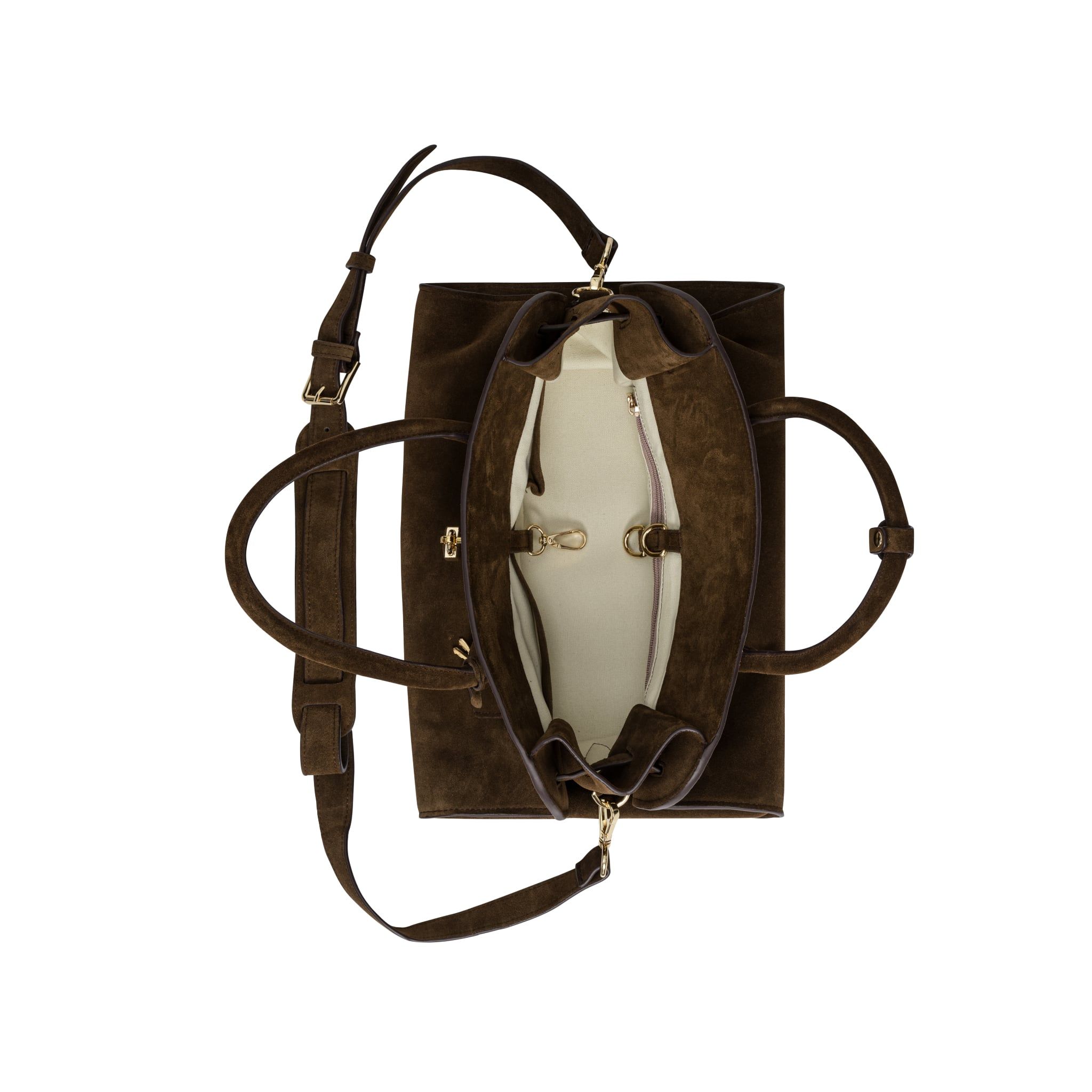  AASTU CARRYALL SUEDE LEATHER BAG // WOOD / GOLD 