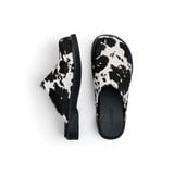  AA CLOG FUR LEATHER // BLACK MILCH COW 