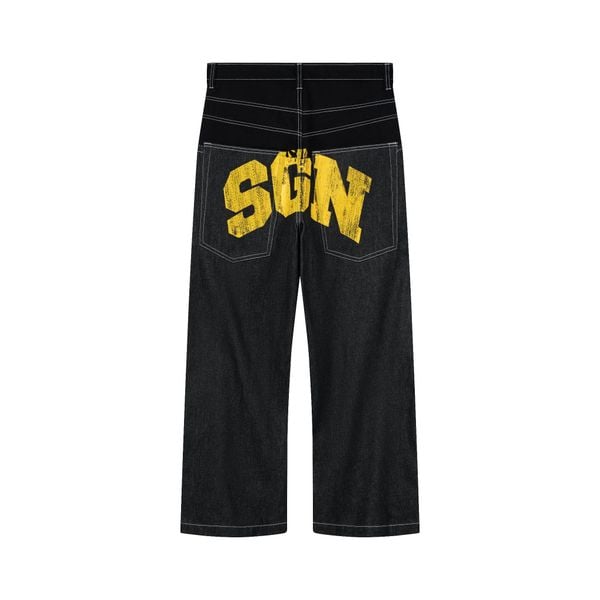 AA DOUBLE WAIST RAW SGN JEANS // BLACK 