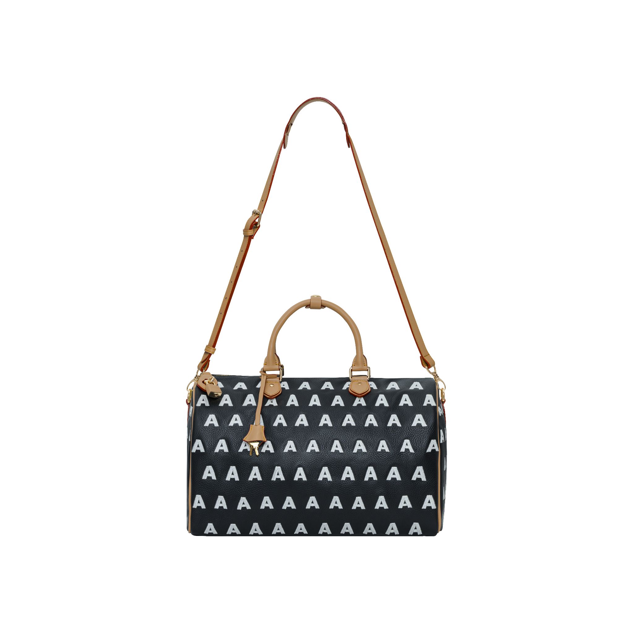  AA EMBROIDERED LOGO BOSTON BAG // BLACK 