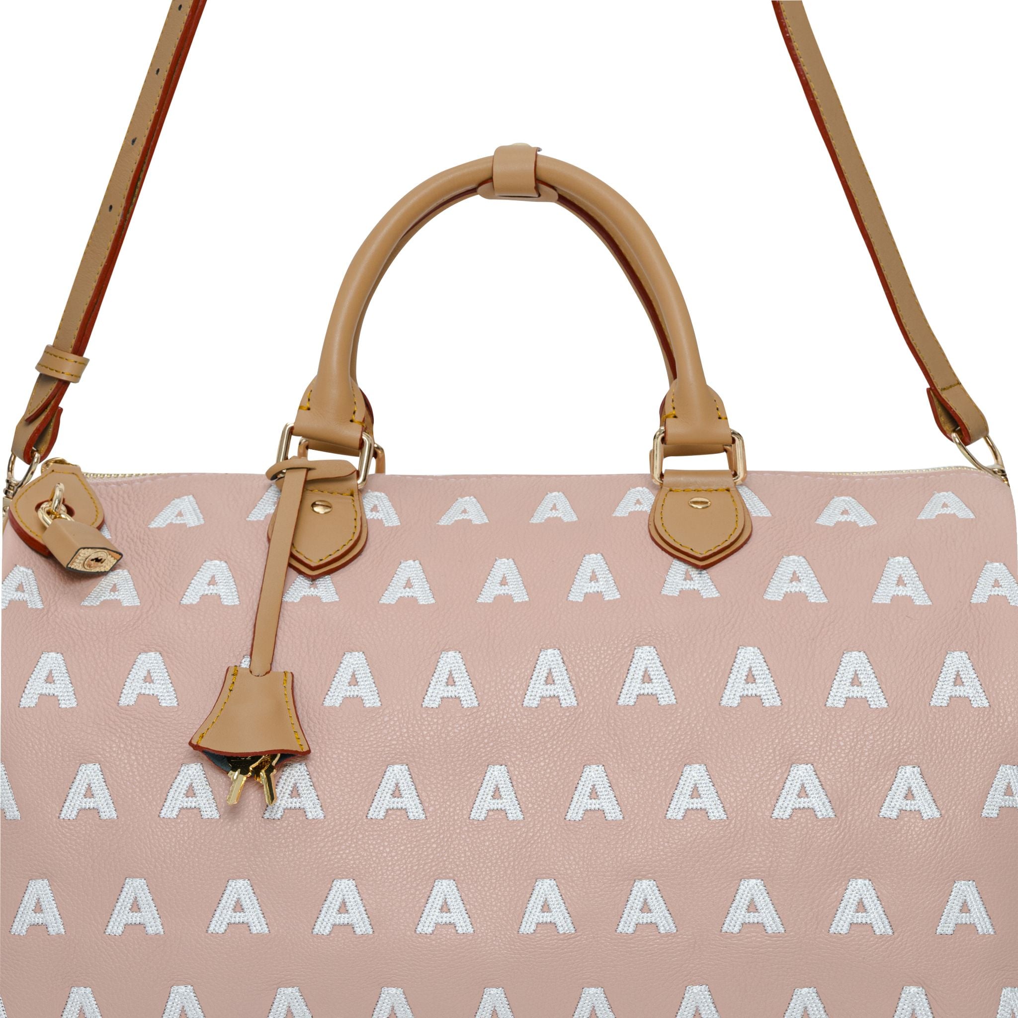  AA EMBROIDERED LOGO BOSTON BAG //  PINK 