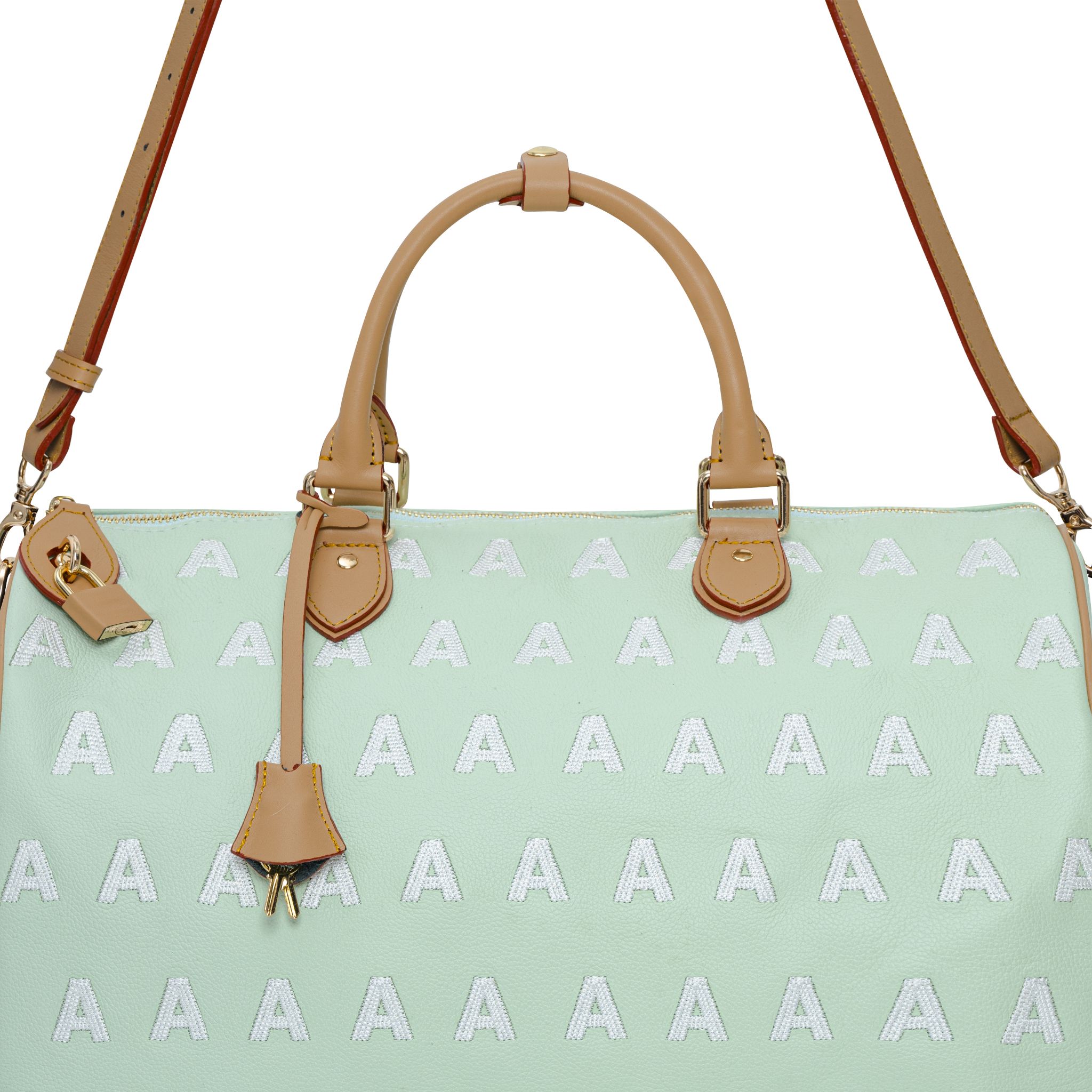  AA EMBROIDERED LOGO BOSTON BAG // MINT 