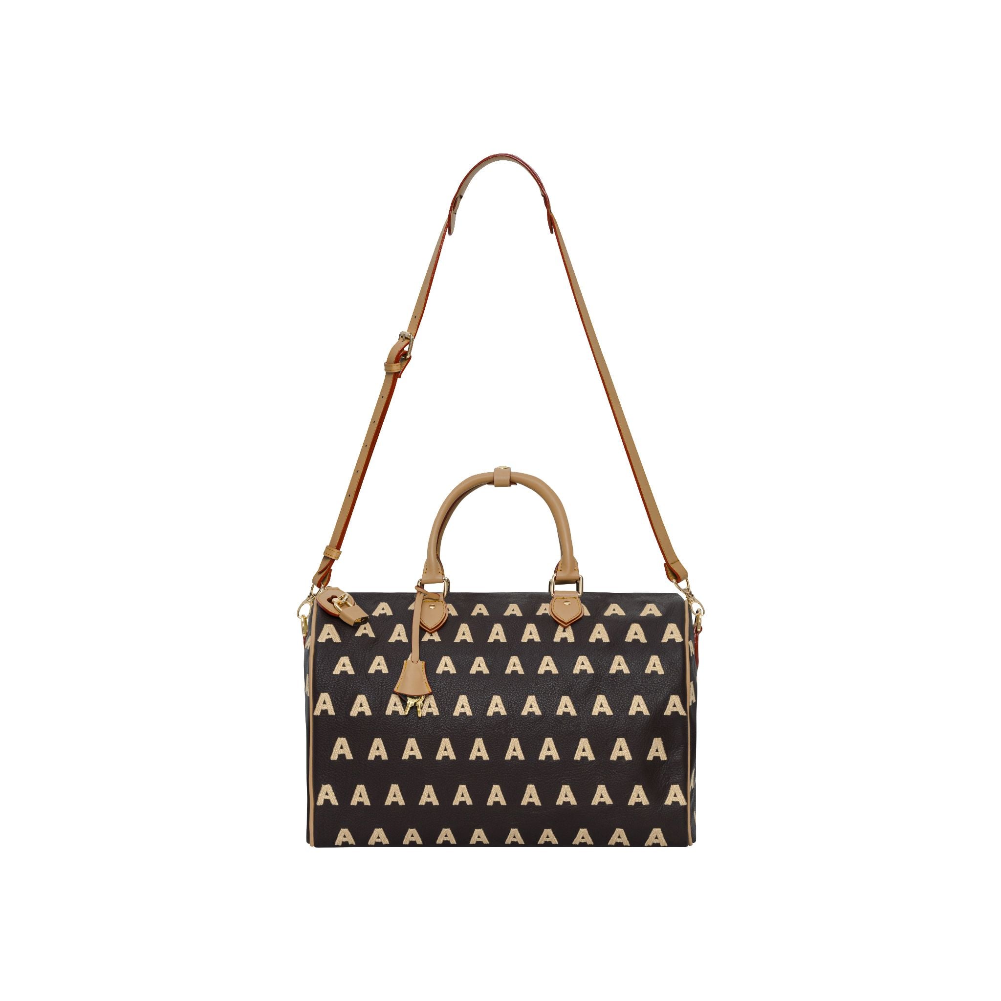  AA EMBROIDERED LOGO BOSTON BAG //  COFFEE 