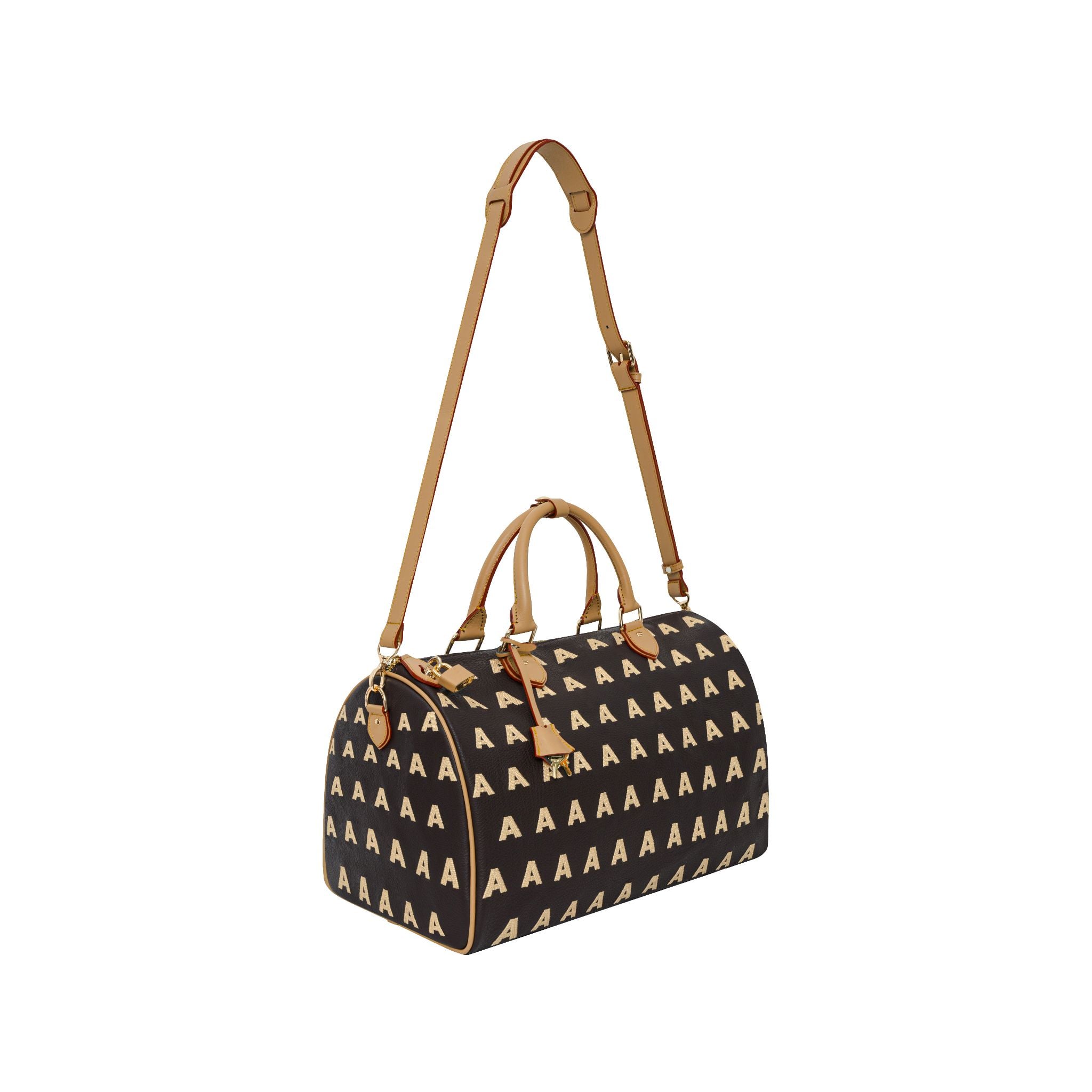  AA EMBROIDERED LOGO BOSTON BAG //  COFFEE 