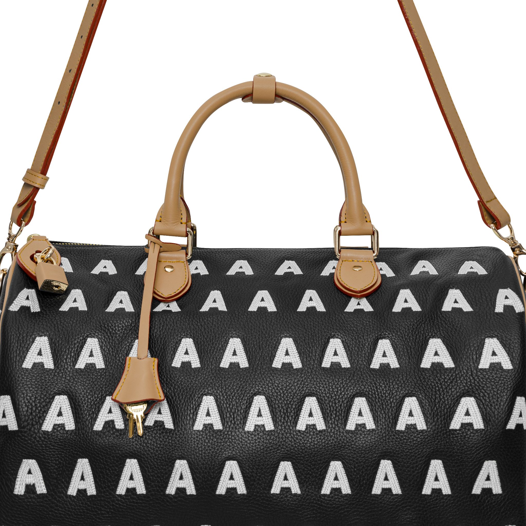  AA EMBROIDERED LOGO BOSTON BAG // BLACK 