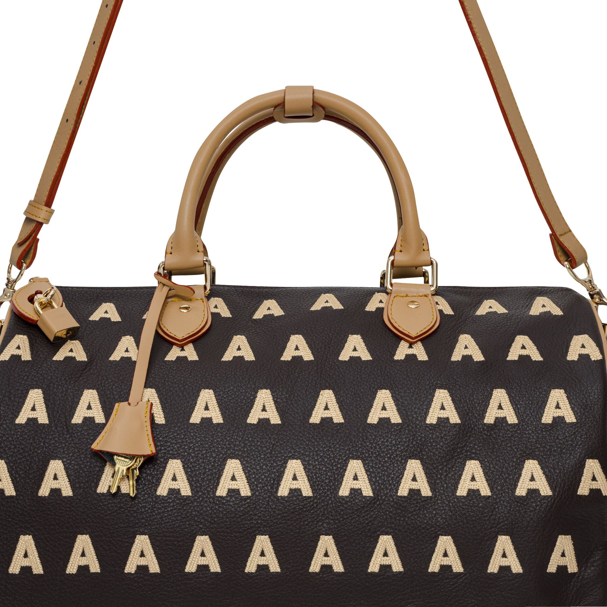 AA EMBROIDERED LOGO BOSTON BAG //  COFFEE 