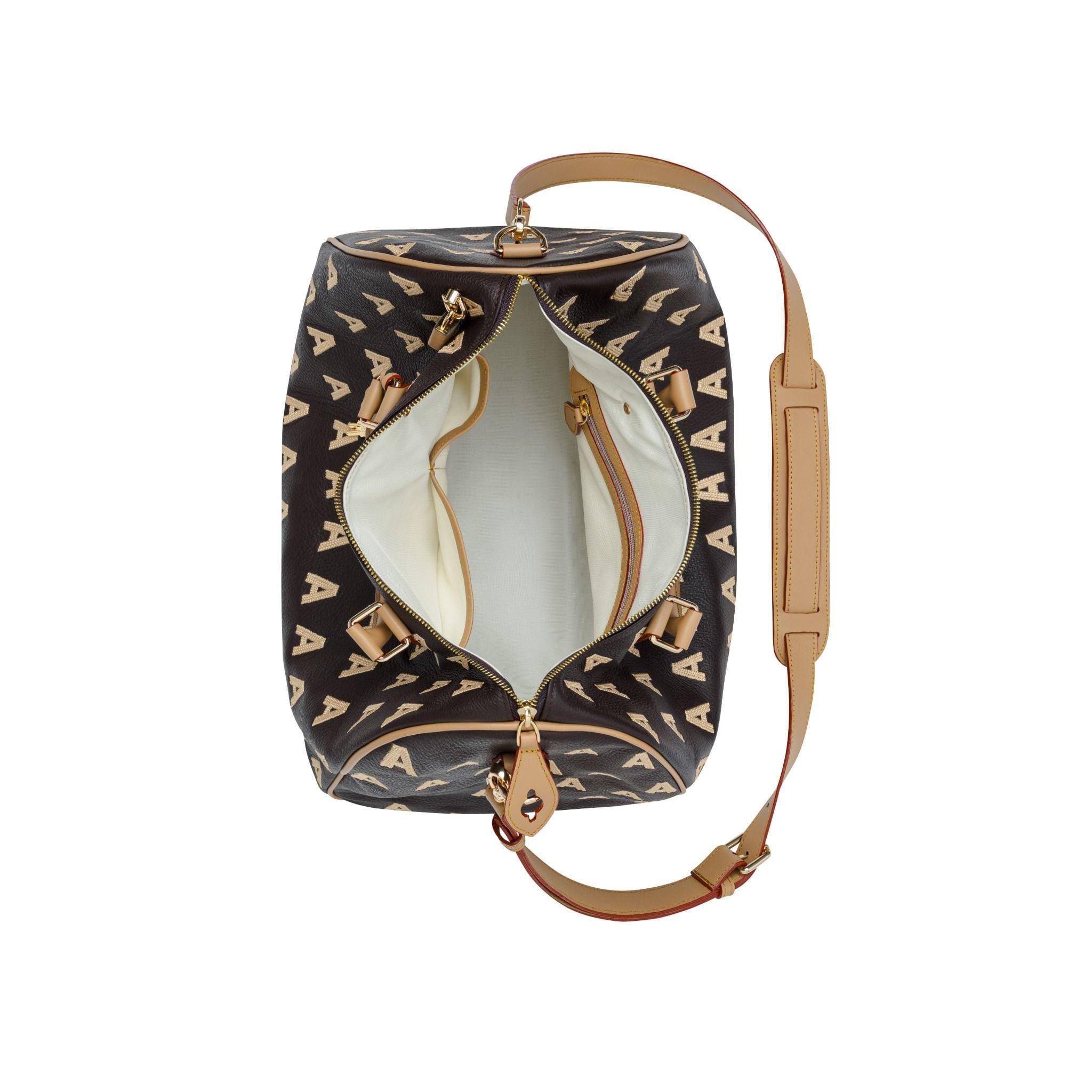  AA EMBROIDERED LOGO BOSTON BAG //  COFFEE 