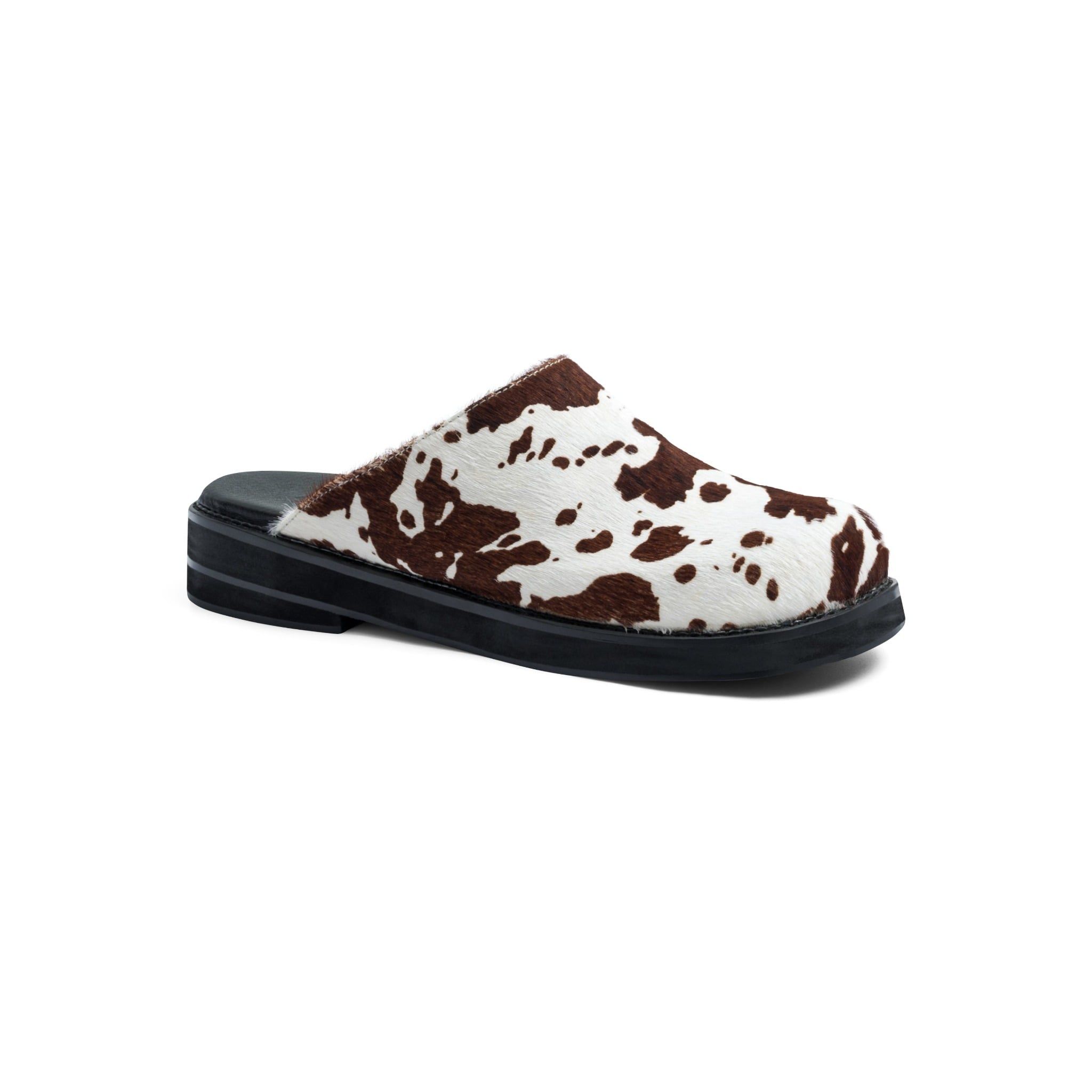  AA CLOG FUR LEATHER // BROWN MILCH COW 