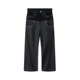  AA DOUBLE WAIST RAW JEANS // BLACK 